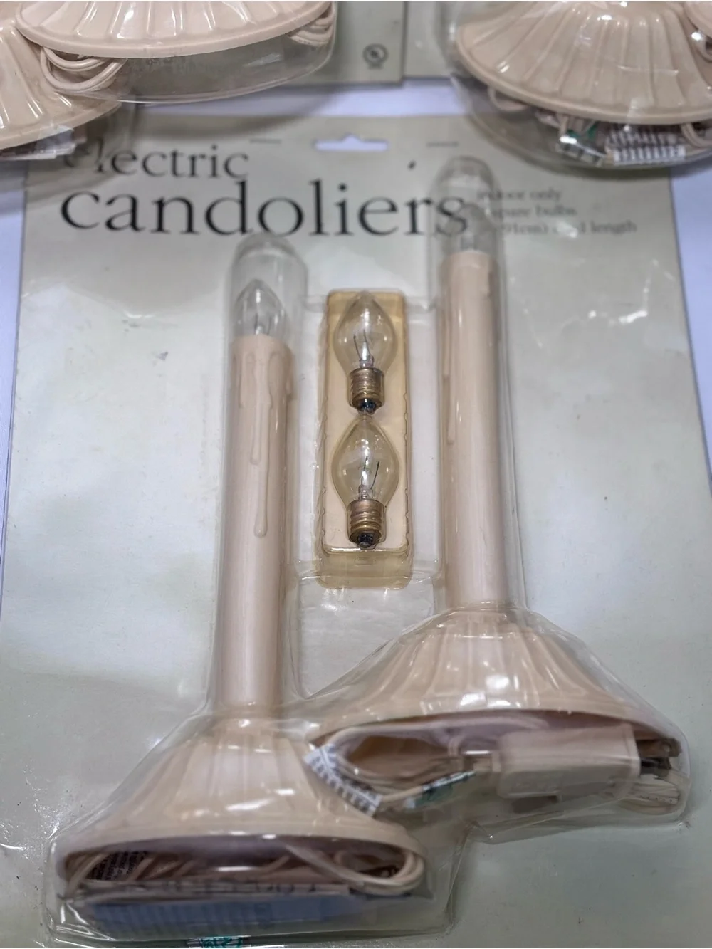 Vintage Electric Light Candoliers with Wax Drip Design and Spare Bulbs